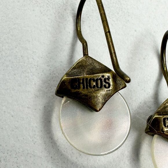 Chico's Gold Tone Rhinestone Dangle Earrings Pierced Pair - Picture 4 of 12